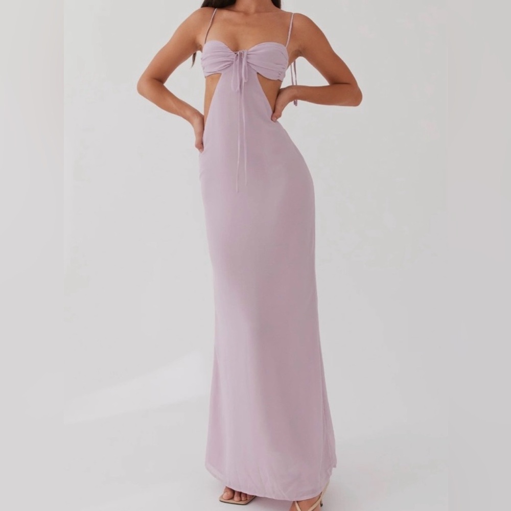 Peppermayo Lilac Backless Cutout Maxi Dress